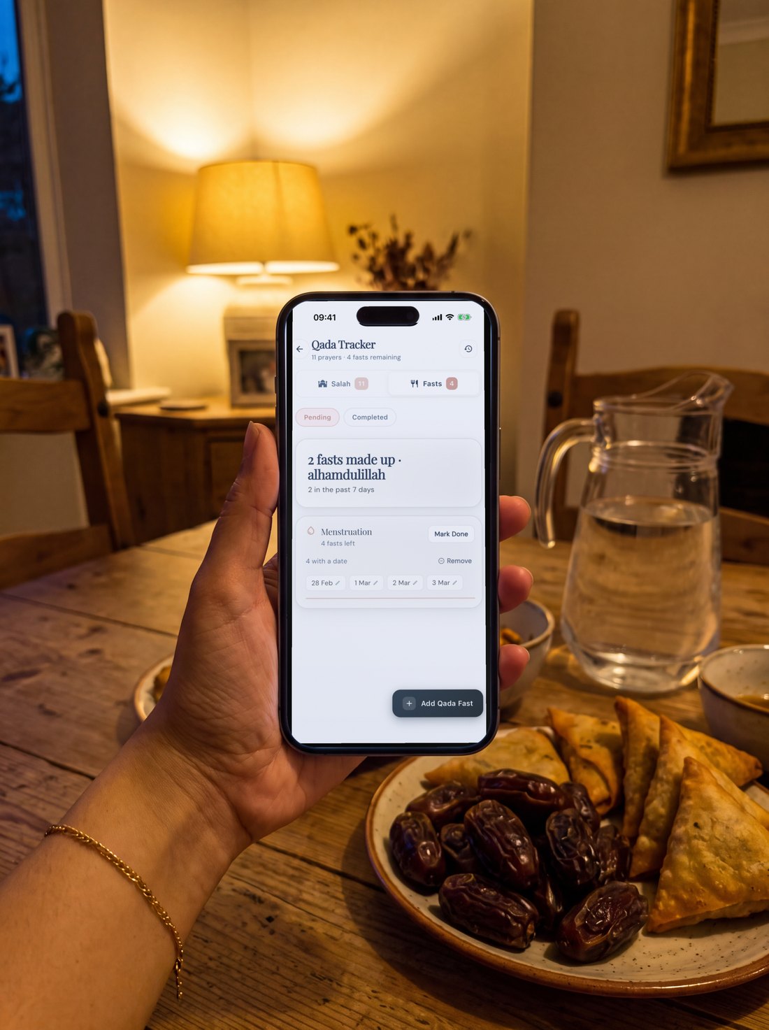 Qada fasts counted, next to iftar